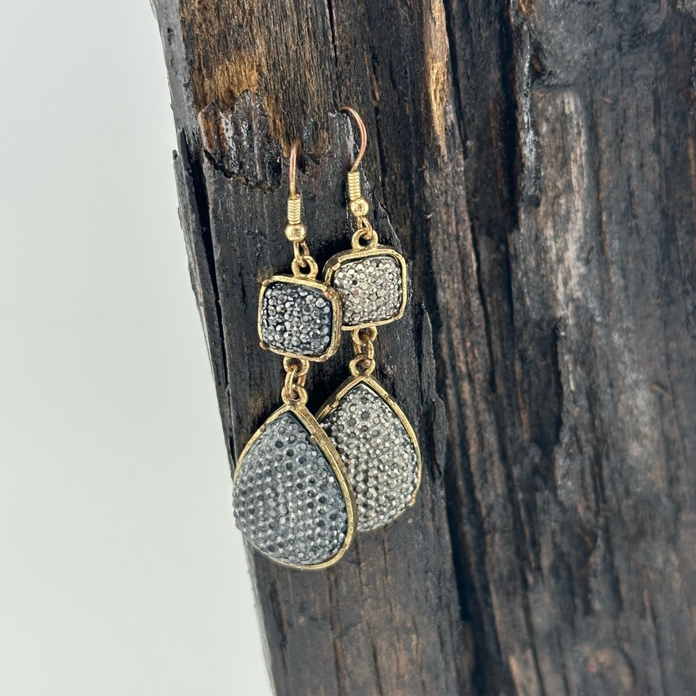 Fashion Dangle Earrings (Gold and Gray)